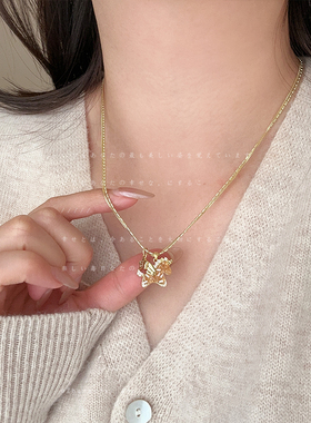 设计感渐变金色锆石葫芦小马项链女复古轻奢时尚潮流颈链毛衣链