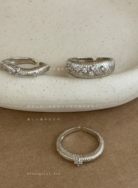 错落繁星点钻锆石咖金色戒指女高级感轻奢潮流时尚气质指环戒子