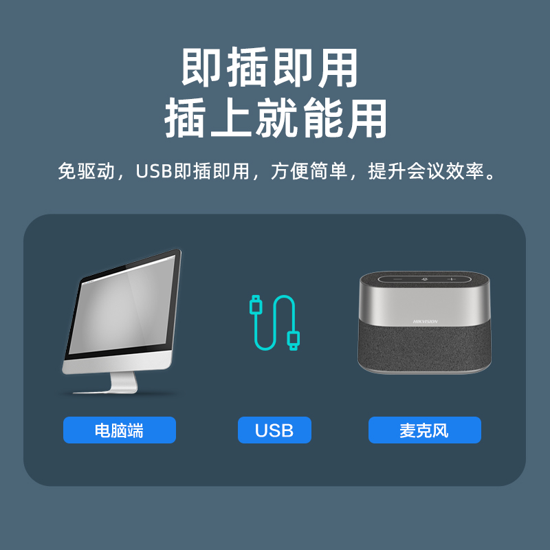 海康威视视频会议全向麦克风腾讯钉钉远程网络语音专用USB有线电脑台式笔记本拾音器桌面扬声器音响一体机-图2