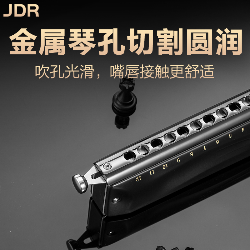 jdr嘉德瑞旗舰店jdr嘉德瑞半音阶口琴专业演奏12孔c调GM-0648初学者成人学生入门0