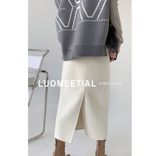 Pure wool double-sided woolen simple skirt