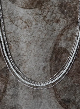 925银白松石缠绕多层项链