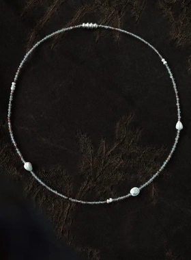 【爱记·臻系列】纯银水晶串珠项链手工简约磨砂肌理锁骨链