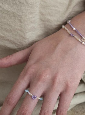 天然石彩色水晶手链夏日串珠手链