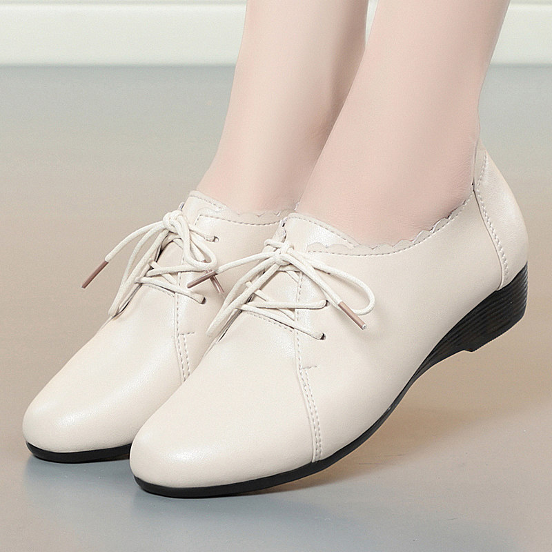 2025年新款真皮坡跟平底妈妈鞋春秋女鞋中老年单鞋软底工作皮鞋女,淘宝优惠券,粉丝福利购,淘宝优惠卷