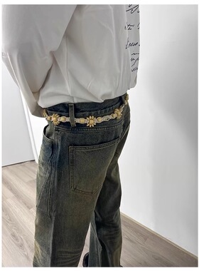 复古小众岩螺腰带米白搭配单品