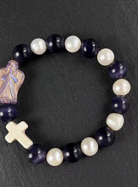 CGYYDS猫眼午夜紫黑曜石太极珍珠手串cleanFit风小众潮流手链情侣