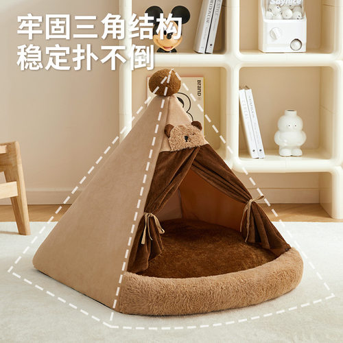 2024年秋冬新款猫窝四季通用封闭式猫别墅网红猫房子狗窝宠物用品 - 图0