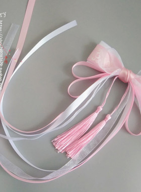 古风汉服流苏边夹超仙飘带头饰品