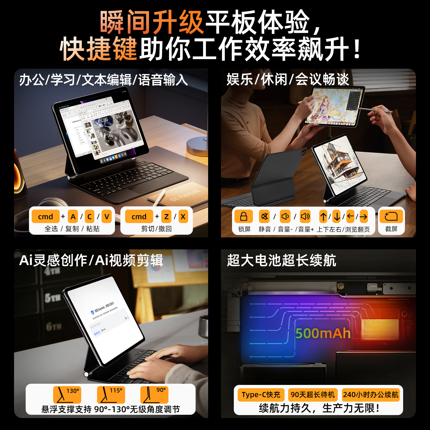 智思慧适用小米平板8 pro妙控键盘小米平板7spro智能触控键盘pad5悬浮6pro蓝牙一体式保护壳支架磁吸鼠标套装 - 图2