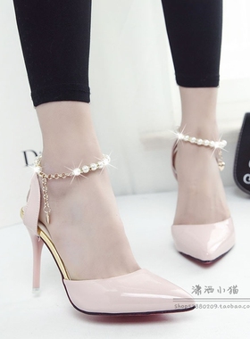珍珠款女士高跟鞋皮鞋不跟脚