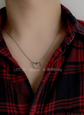 蛇骨链镂空爱心项链男女