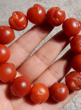 南红玛瑙弥勒佛手串珠