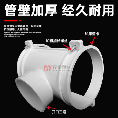 pvc排水管抱箍式补漏三通 抢修器 管卡式开口三通50 75 110哈夫节 - 图1