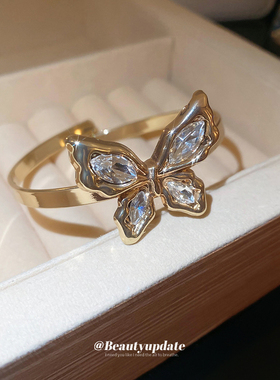 欧美复古金属风锆石手镯