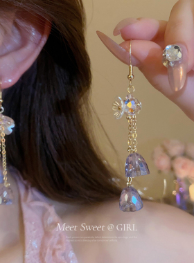 粉色花朵流苏项链女款