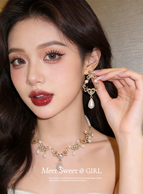 日韩金白色水滴满钻项链2026新款