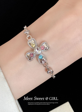 镶钻珍珠十字架手链手环女