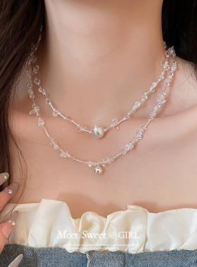 清冷水晶钻球锁骨链高级choker
