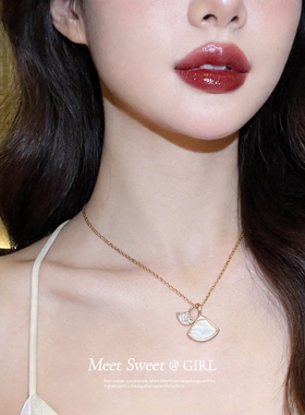 锆石贝母枫叶项链百搭配饰女