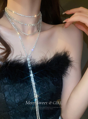 宴会闪钻流苏choker项链