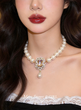 金白色方形水滴项链2026新款