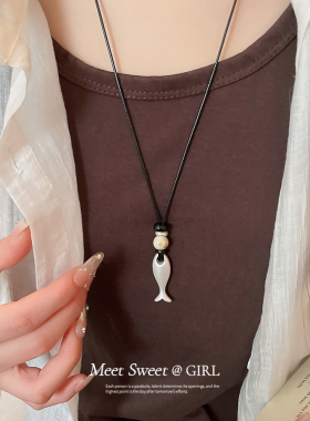 新中式趣味鱼形项链女