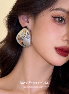 欧美个性金属几何形耳钉耳环女