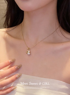 新中式珍珠葫芦吊坠项链锁骨链女