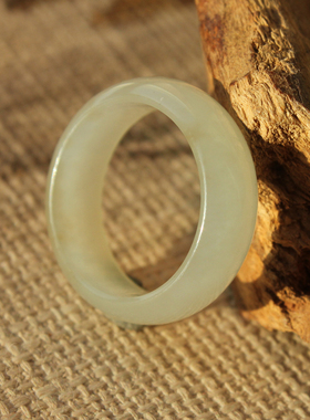 王实斋珠宝/新疆和田玉糖白玉18.5mm戒指手饰天然油润度好白H285