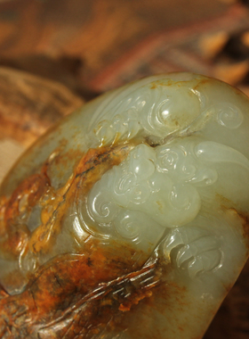 王实斋珠宝/新疆和田玉籽料招财貔貅手把件精雕自带鉴定证书73