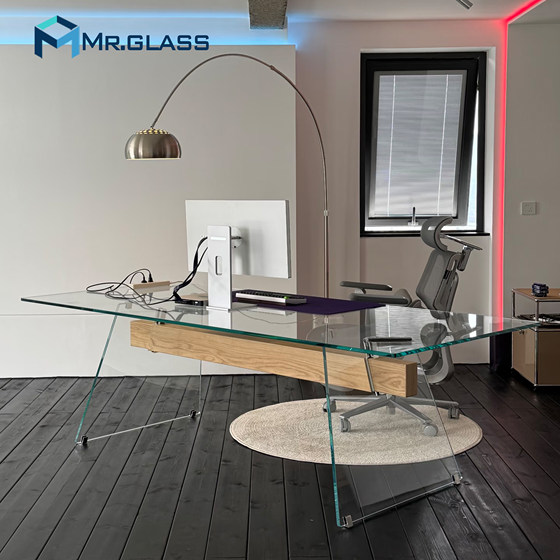 Tempered glass customized coffee table desktop super white