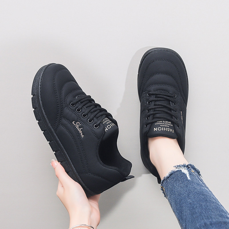 皮面防水运动鞋女2026春季新款妈妈鞋中老年舒适不累脚黑色工作鞋,淘宝优惠券,粉丝福利购,淘宝优惠卷