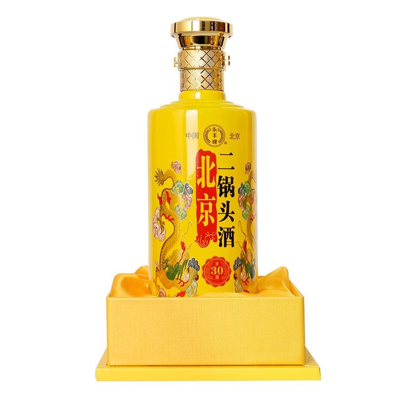 永丰北京二锅头46度京道30清香型白酒礼盒500ml*6瓶黄包装有损