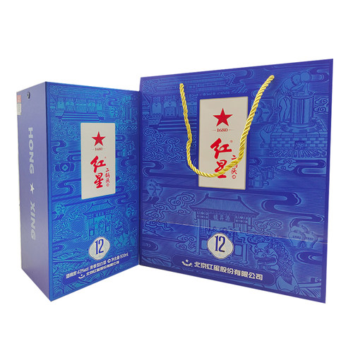 北京红星二锅头43度蓝12陈酿12高级清香型白酒礼盒500ml*6瓶装 - 图1