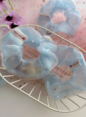 蓝色贝壳薄纱闪闪光泽发圈女高级
