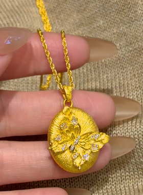 蝴蝶金色项链轻奢新中式