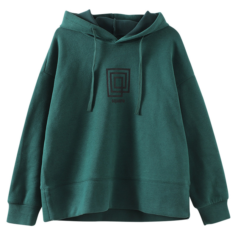 dza复古宽松短款连帽加绒女士卫衣 dza卫衣/绒衫