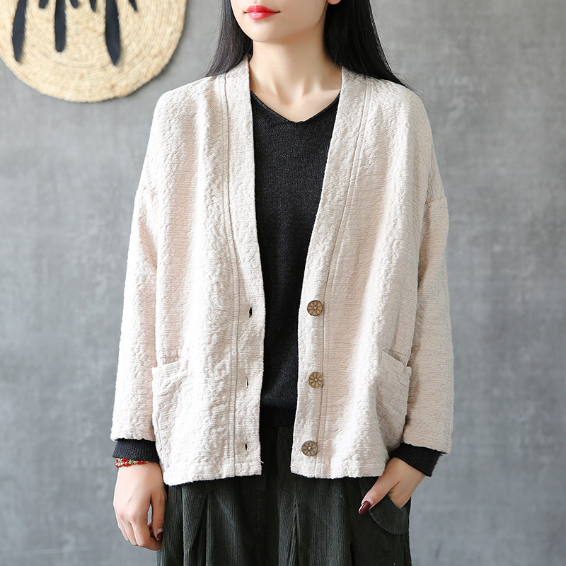 dza文艺棉麻2020早秋开衫女短外套 dza短外套
