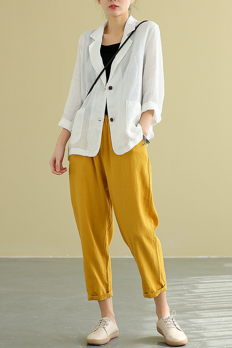 dza宽松棉麻女士小西装2020薄外套 dza西装