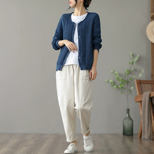 Ретро кардиган для отдыха, короткий свитер, осенний, коллекция 2022, большой размер