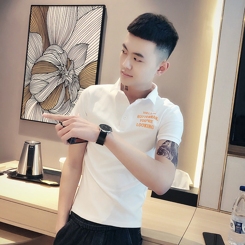 男短袖夏季潮牌精神小伙男士polo衫 轩罕T恤