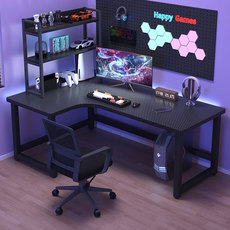 Угол стола 转角电脑桌双人台式电竞桌家用书桌书架一体卧室桌子办公桌游戏桌 Haibao heart home