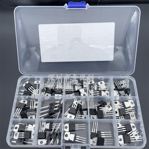 14种70PCS TO-220三端稳压管套装盒L7805/7812/7905/7912/LM317T - 图0