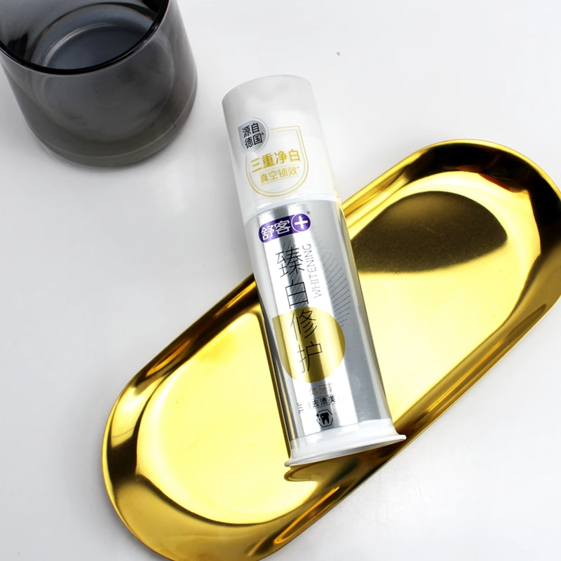 舒客臻白成人牙膏含氟男士专用修护美白牙膏套装按压式牙膏女