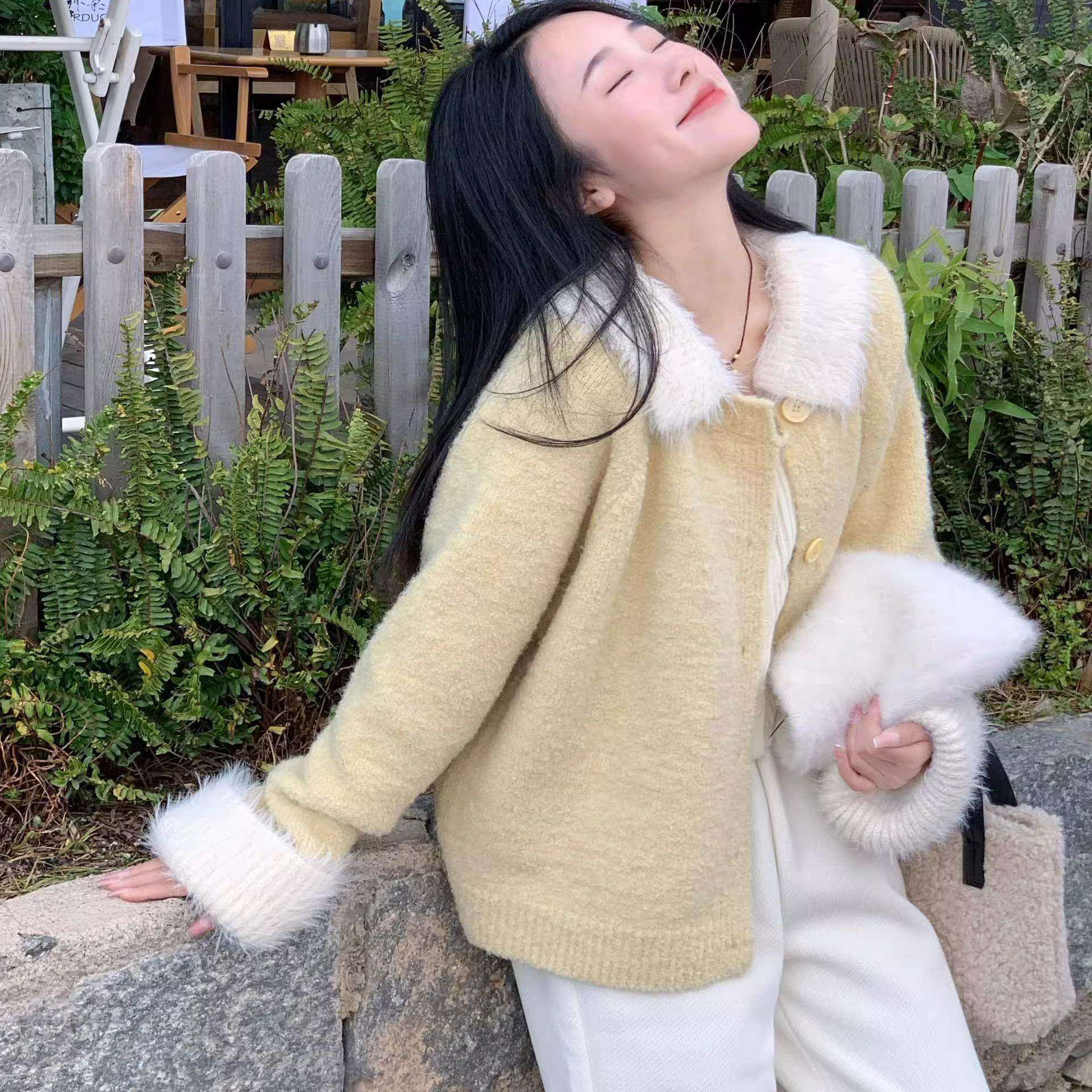 韩系温柔甜美冬装搭配一整套装女大码胖mm翻领保暖毛衣裤子两件套,淘宝优惠券,粉丝福利购,淘宝优惠卷