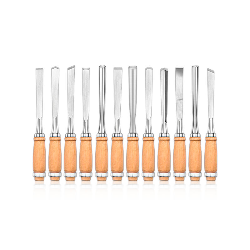 高碳钢12件木工雕刻刀木工凿雕花凿套装手工根雕木雕工具开凿套装-图3