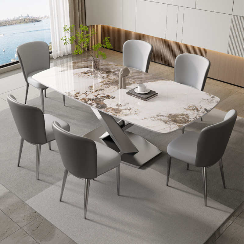 意式极简轻奢岩板餐桌椅组合现代简约家用小户型长方形西餐桌饭桌,淘宝优惠券,粉丝福利购,淘宝优惠卷