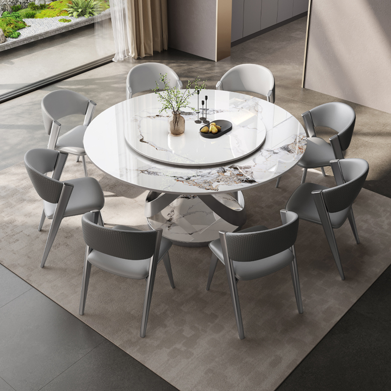 意式极简风轻奢岩板奢石餐桌椅组合家用小户型圆形吃饭桌子电磁炉,淘宝优惠券,粉丝福利购,淘宝优惠卷