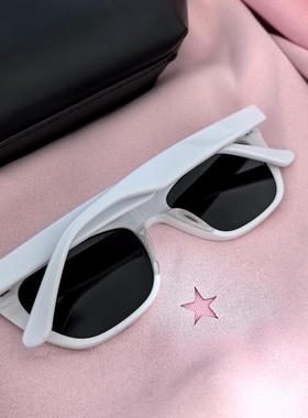 艾米宋 INS博主徐璐同款白色墨镜女防晒偏光方框太阳眼镜海边拍照